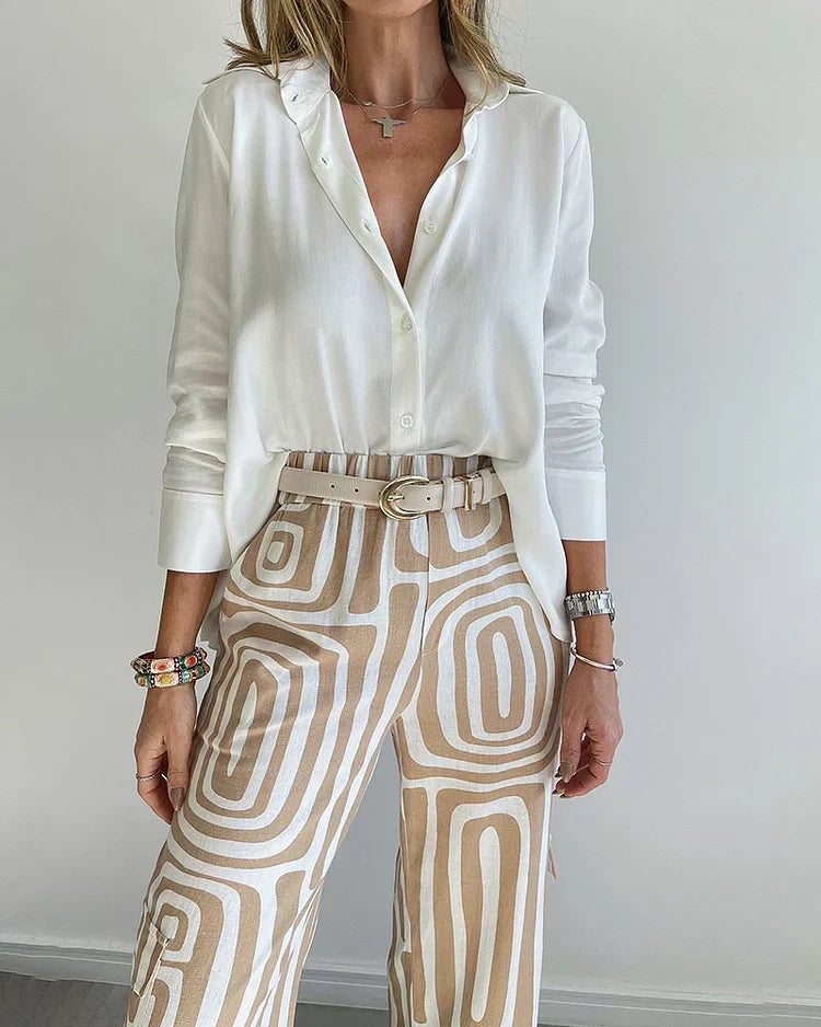 Tahlia | Geometric Print Blouse and Relaxed Pants  Two Piece Set 3