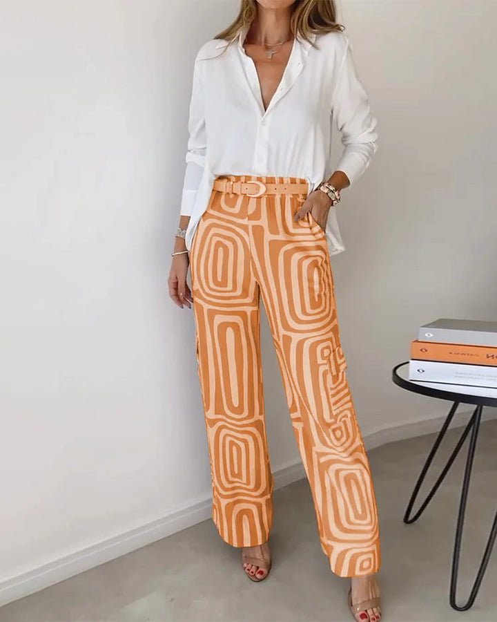 Tahlia | Geometric Print Blouse and Relaxed Pants  Two Piece Set 5