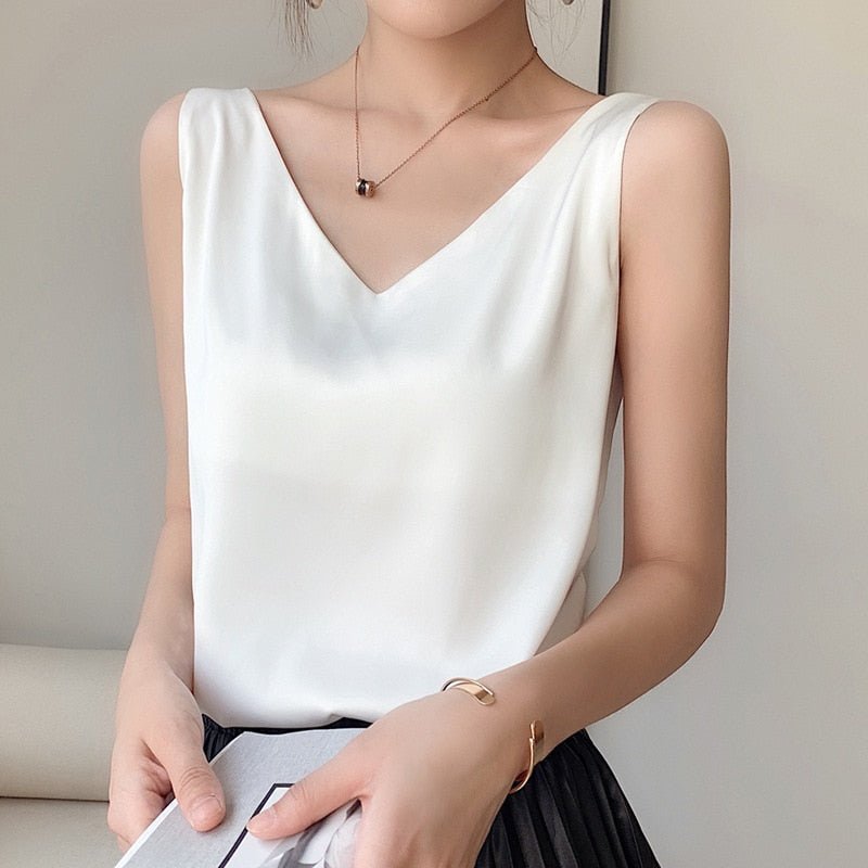 Talia | White Tank Top Elegant Summer Regular Fit Soft Breathable 5