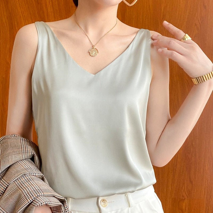 Talia | White Tank Top Elegant Summer Regular Fit Soft Breathable 6