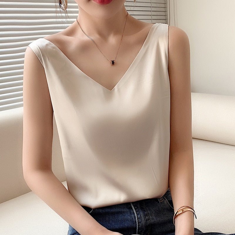 Talia | White Tank Top Elegant Summer Regular Fit Soft Breathable 7