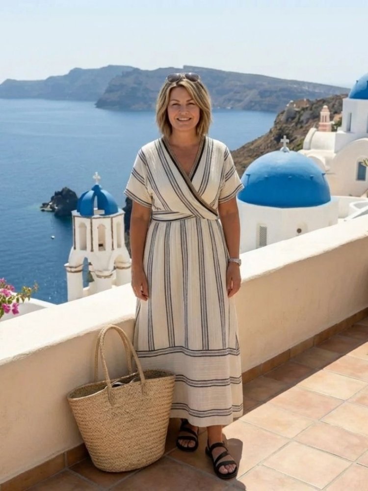 Thalassa | Elegant Women's Dress – Lightweight V-Neck Wrap Midi Dress for Summer 3