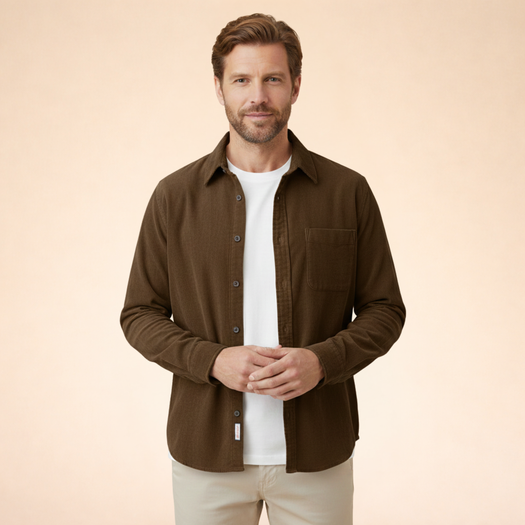Lucas | Chemise en velours côtelé à manches longues classique