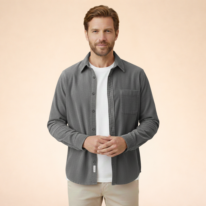 Lucas | Chemise en velours côtelé à manches longues classique