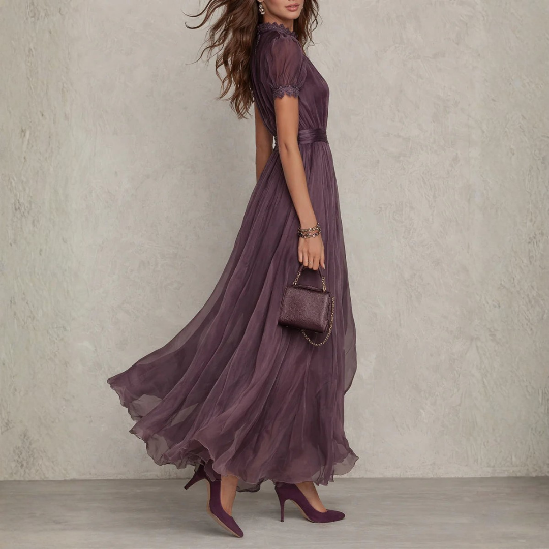 Vera | Elegant Lace Trim Maxi Dress with Sleeves – Perfect Long Dress for Women 2