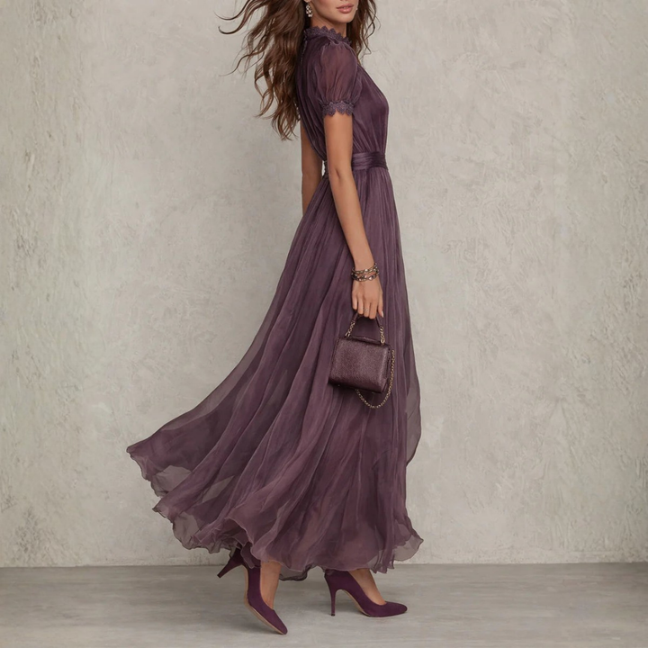 Vera | Elegant Lace Trim Maxi Dress with Sleeves – Perfect Long Dress for Women 2
