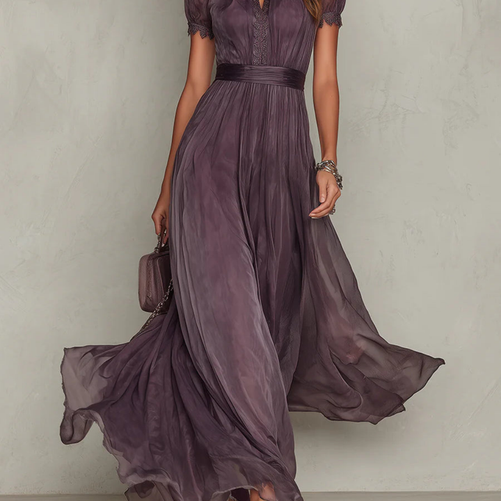 Vera | Elegant Lace Trim Maxi Dress with Sleeves – Perfect Long Dress for Women 3