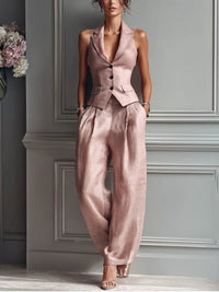 Madison | Elegant Pleated Vest Two-Piece Set