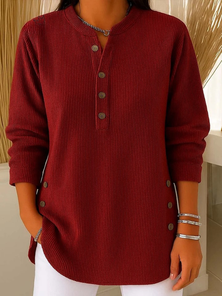 Willa | Comfortable Long Sleeve Henley Top – Stylish & Versatile Women's Top 1