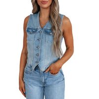 Charlotte | Chic And Modern Fitted Denim Button Vest