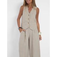 Victoria | Elegant And Versatile Women's Linen Vest Set