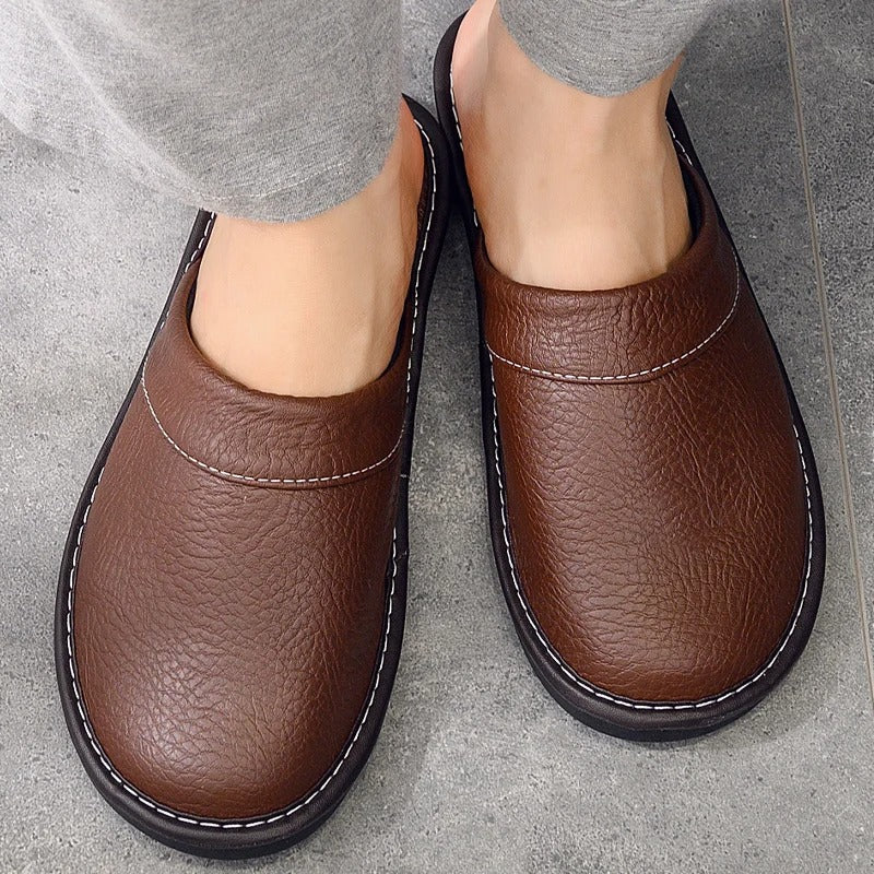 Xavier | Mens Leather Slippers – Ergonomic Comfort 0
