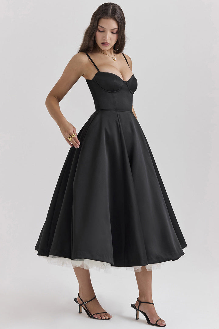 Yliana | Elegant White Summer Dress – Romantic Bustier & Playful High-Low Tulle Midi Dress for Wedding Guests 3