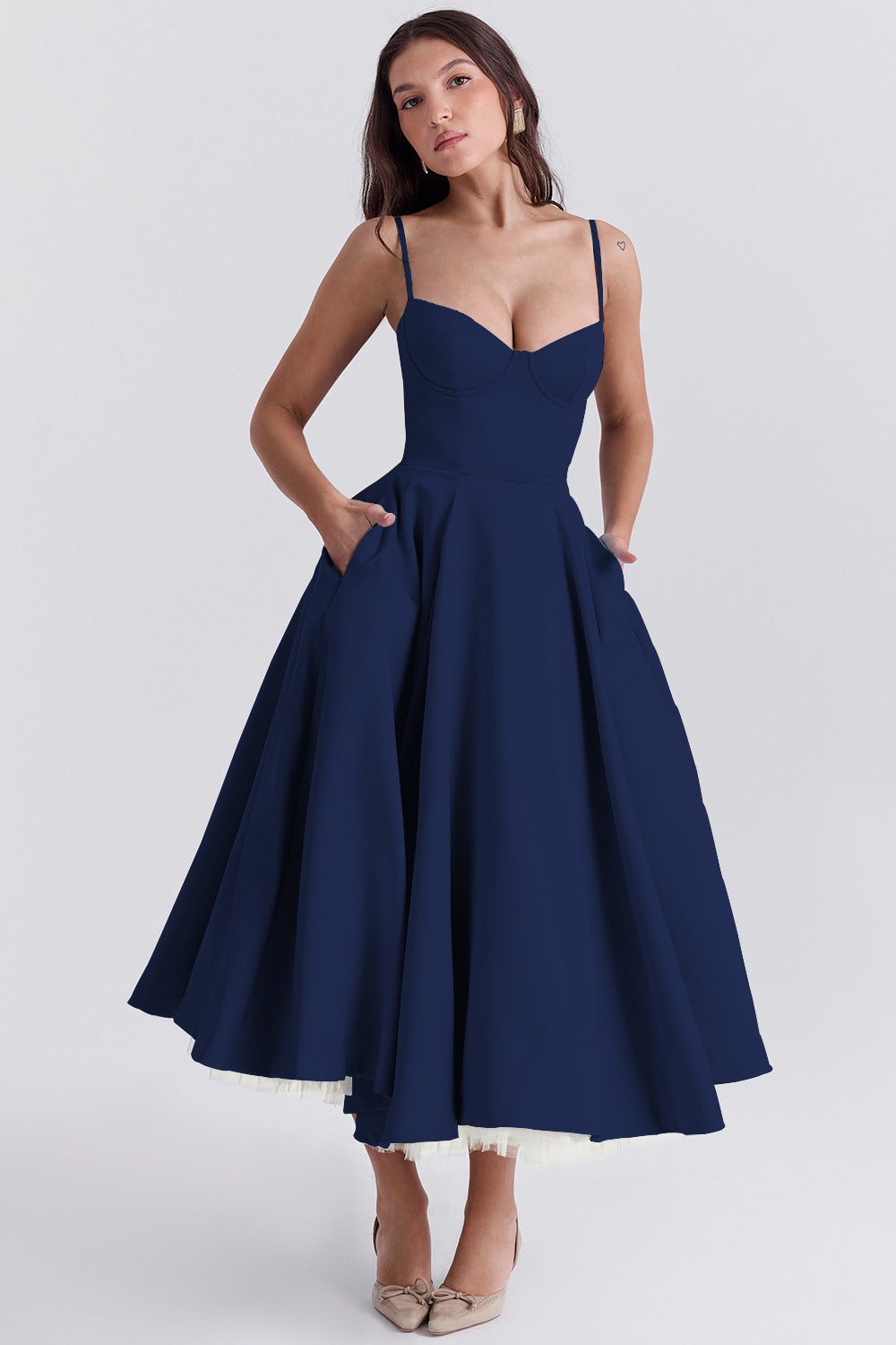 Yliana | Elegant White Summer Dress – Romantic Bustier & Playful High-Low Tulle Midi Dress for Wedding Guests 6
