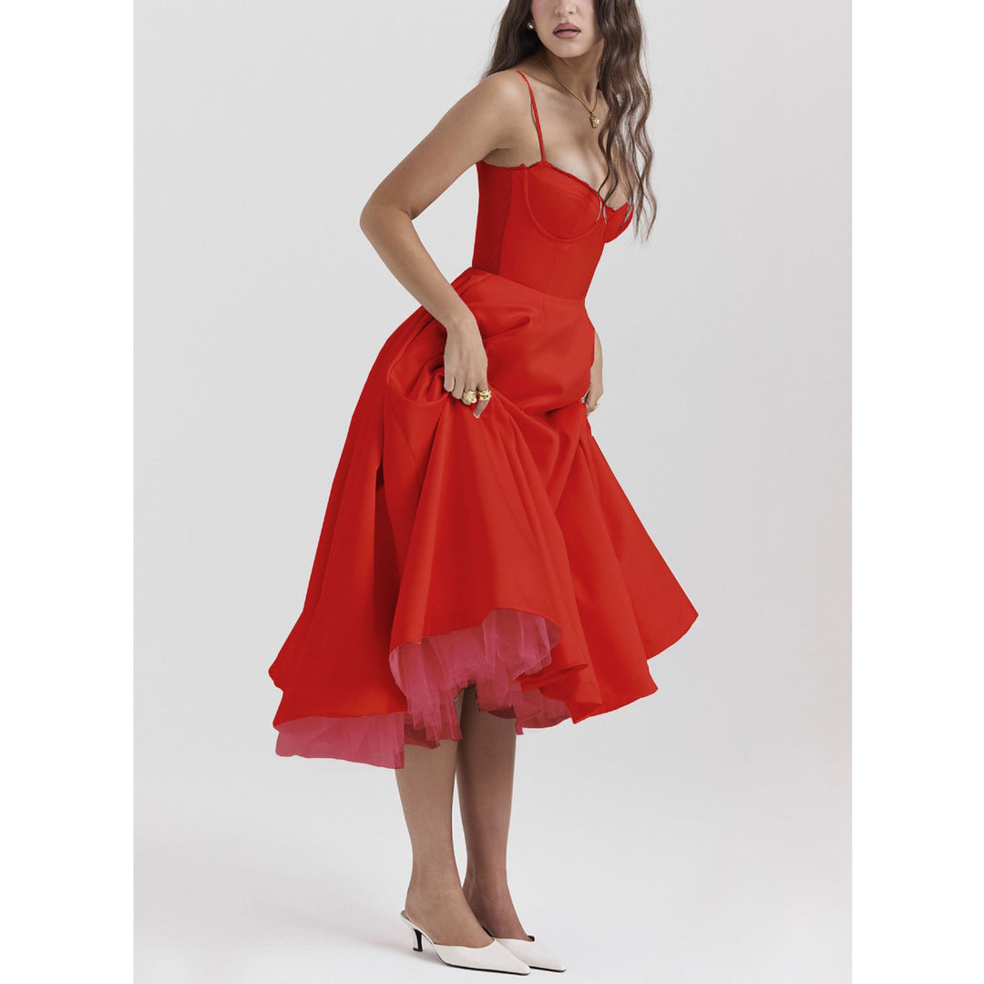 Yliana | Elegant White Summer Dress – Romantic Bustier & Playful High-Low Tulle Midi Dress for Wedding Guests 7