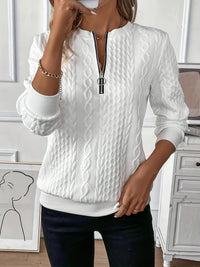 Maya | Classic Cable-knit zip sweater with modern sophistication