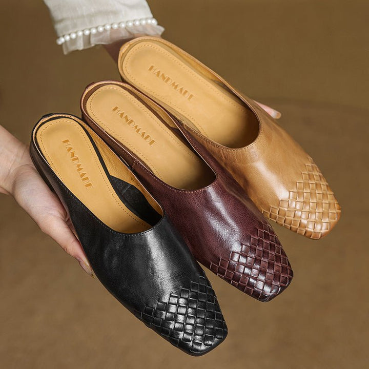 Andrea | Luxurious Leather Woven Slip-On Mules