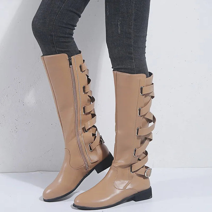 Karla | Elegant Buckle Accent Knee High Boots