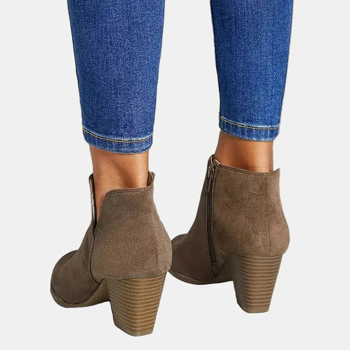 Aurora | Elegant Suede Block Heel Ankle Boots