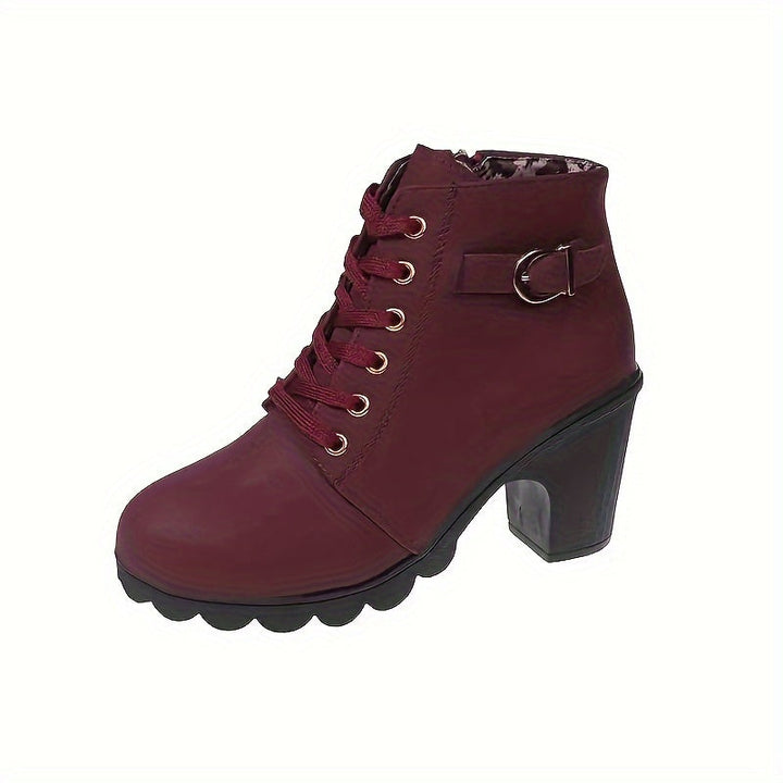 Vera | Stylish Lace-Up Block Heel Ankle Boots