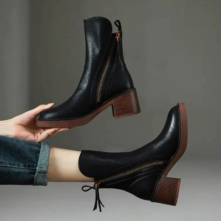 Victoria | Sleek Block-Heel Ankle Boots