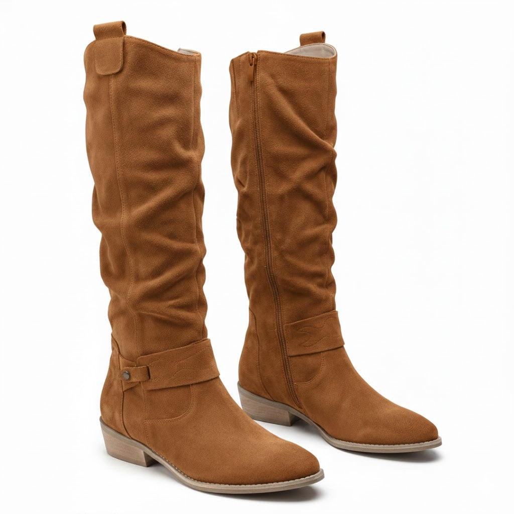 Laura | Stylish Ankle Strap Slouchy Knee High Boots