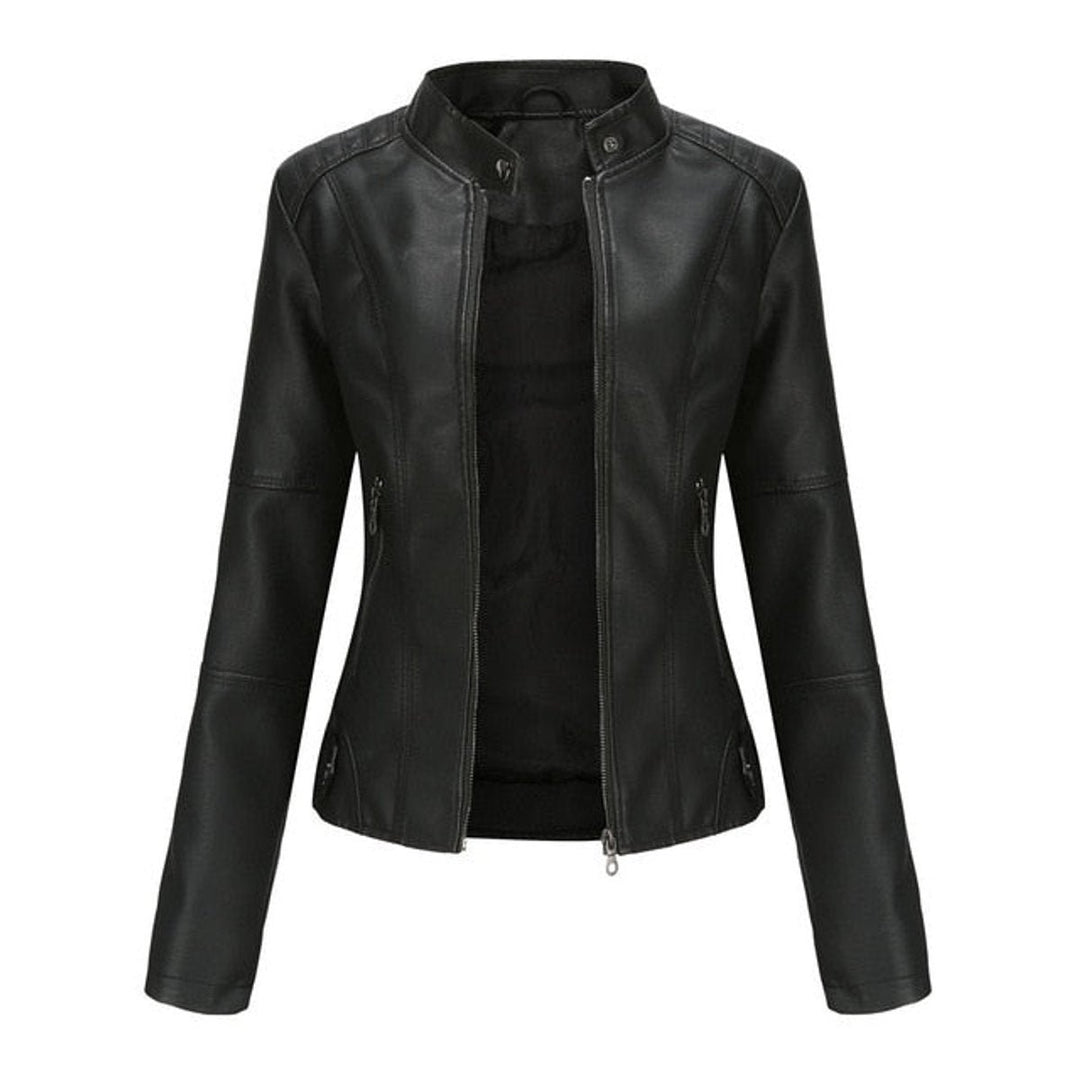 Florence | Cropped Faux Leather Jacket – Stylish Zip-Up for Women