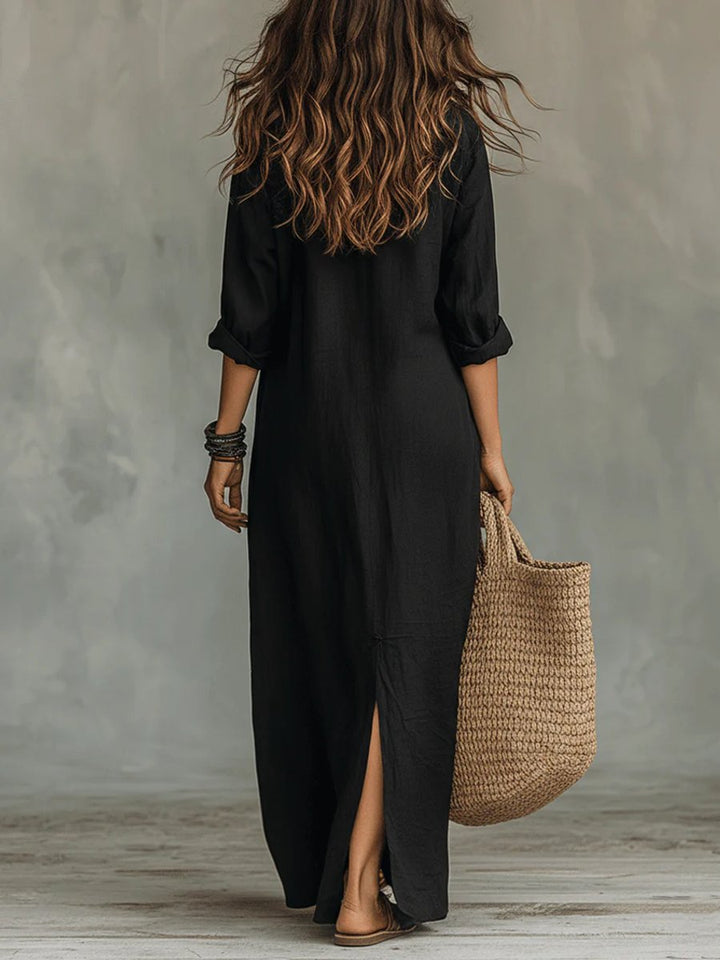 Hannah | Versatile Long-Sleeved Dress with Flowing Maxi Shirt Silhouette