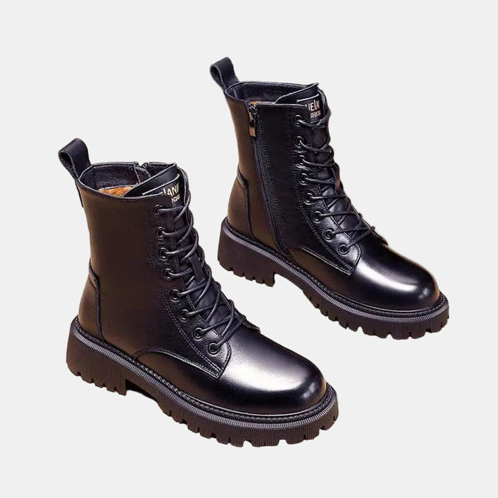 Freya | Warm Fleece-Lined Combat Ankle Boots
