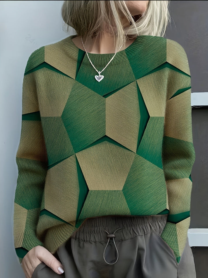 Sanae | Casual Sweater – Trendy Geometric Pattern for Women