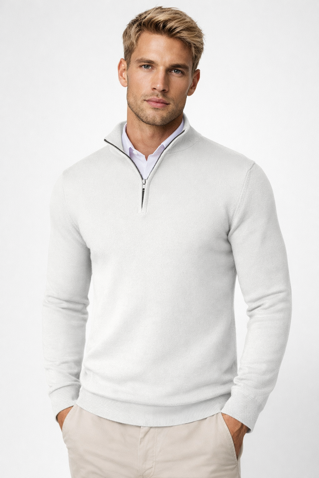 Nathan | Classic Half Zip High Neck Sweater