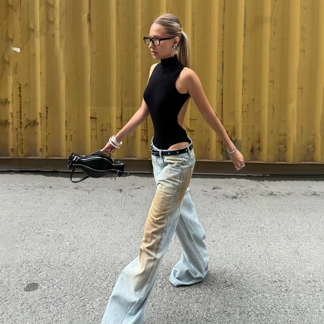 Victoria | Vintage Washed Wide Leg Denim Jeans