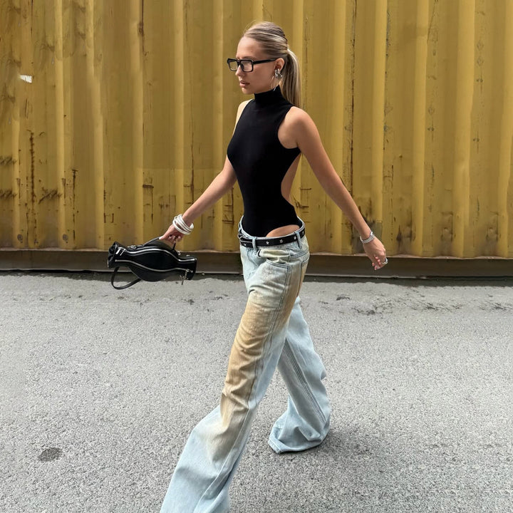 Victoria | Vintage Washed Wide Leg Denim Jeans