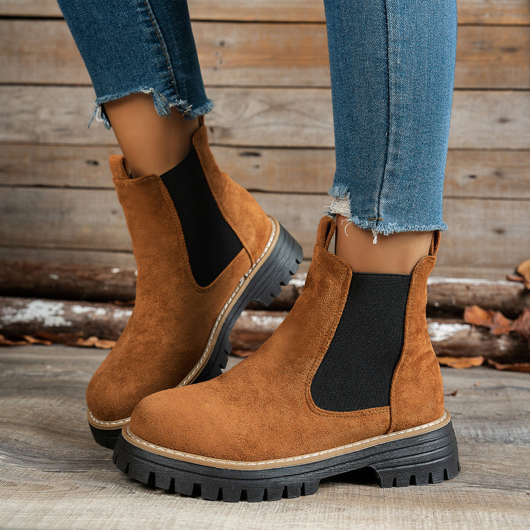 Megan | Stylish Chelsea Platform Ankle Boots With Lug Soles