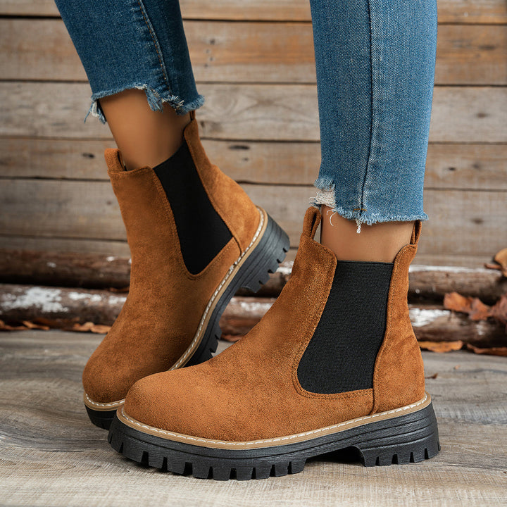 Megan | Stylish Chelsea Platform Ankle Boots With Lug Soles