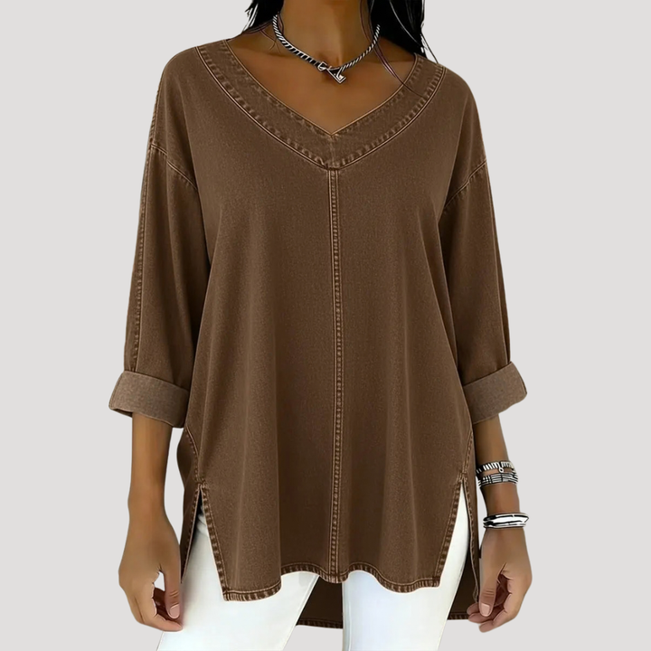 Harper | Elegant And Relaxed V-Neck Longline Tunic Top