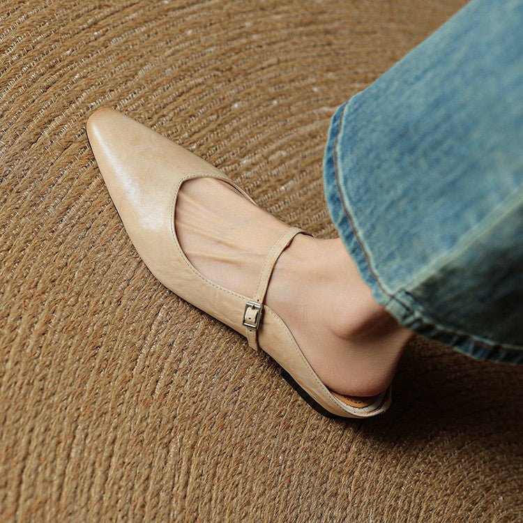 Grace | Elegant Pointed-Toe Leather Mary Jane Mules
