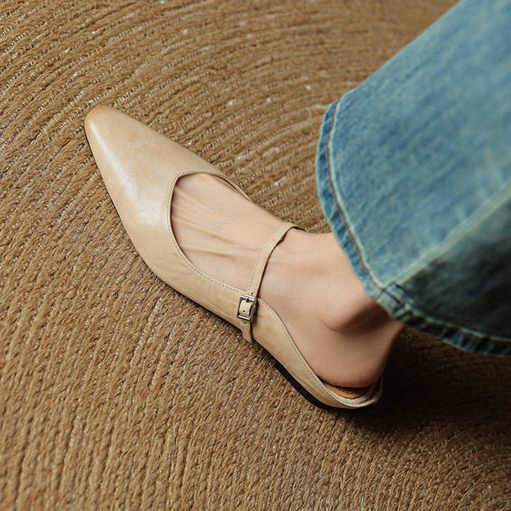 Grace | Elegant Pointed-Toe Leather Mary Jane Mules