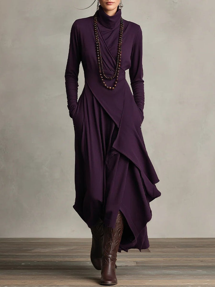 Luisa | Turtleneck Maxi Dress – Elegant Asymmetrical Style