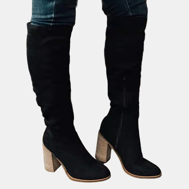 Katrin | Modern Stretch Block Heel Knee High Boots