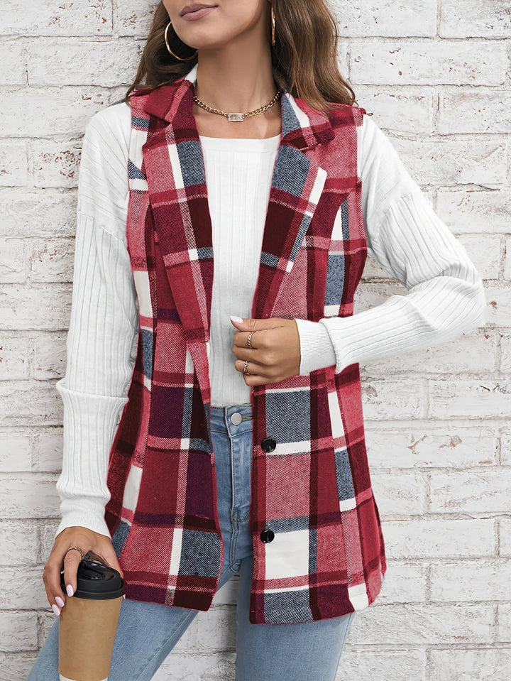 Victoria | Sophisticated And Cozy Plaid Longline Vest