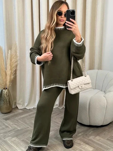 Tiffany | Cozy Knitted Sweater And Pants Two Piece Set