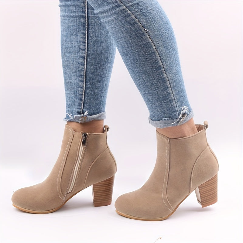 Kezia | Elegant Stacked Block-Heel Ankle Boots