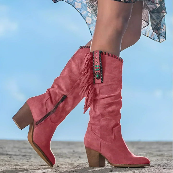 Jennifer | Fringe Suede Western Knee High Boots