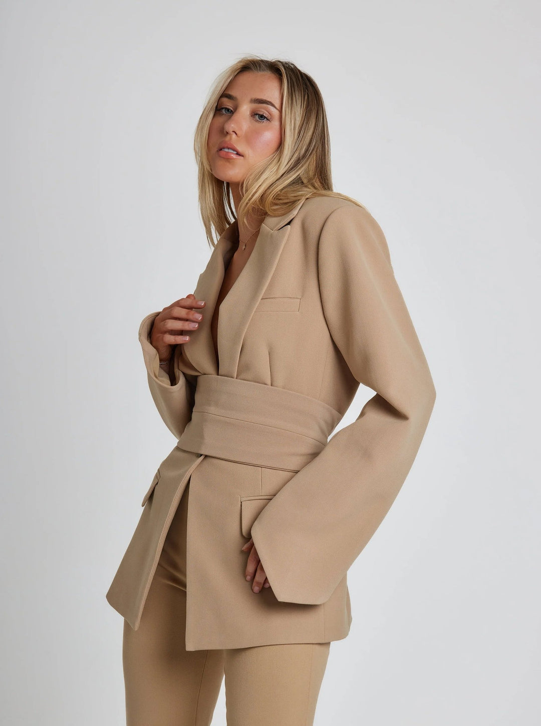 Eleanor | Refined And Elegant Belted Luxe Blazer