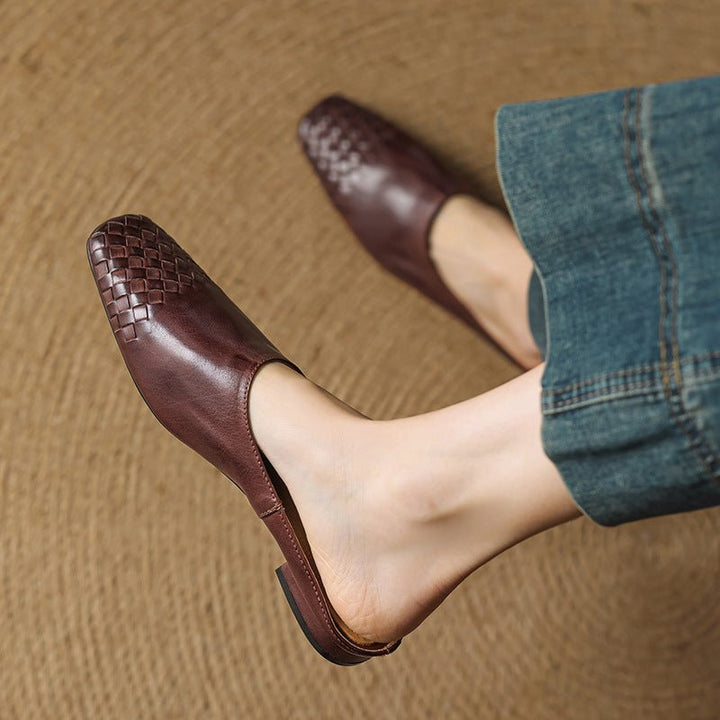 Andrea | Luxurious Leather Woven Slip-On Mules
