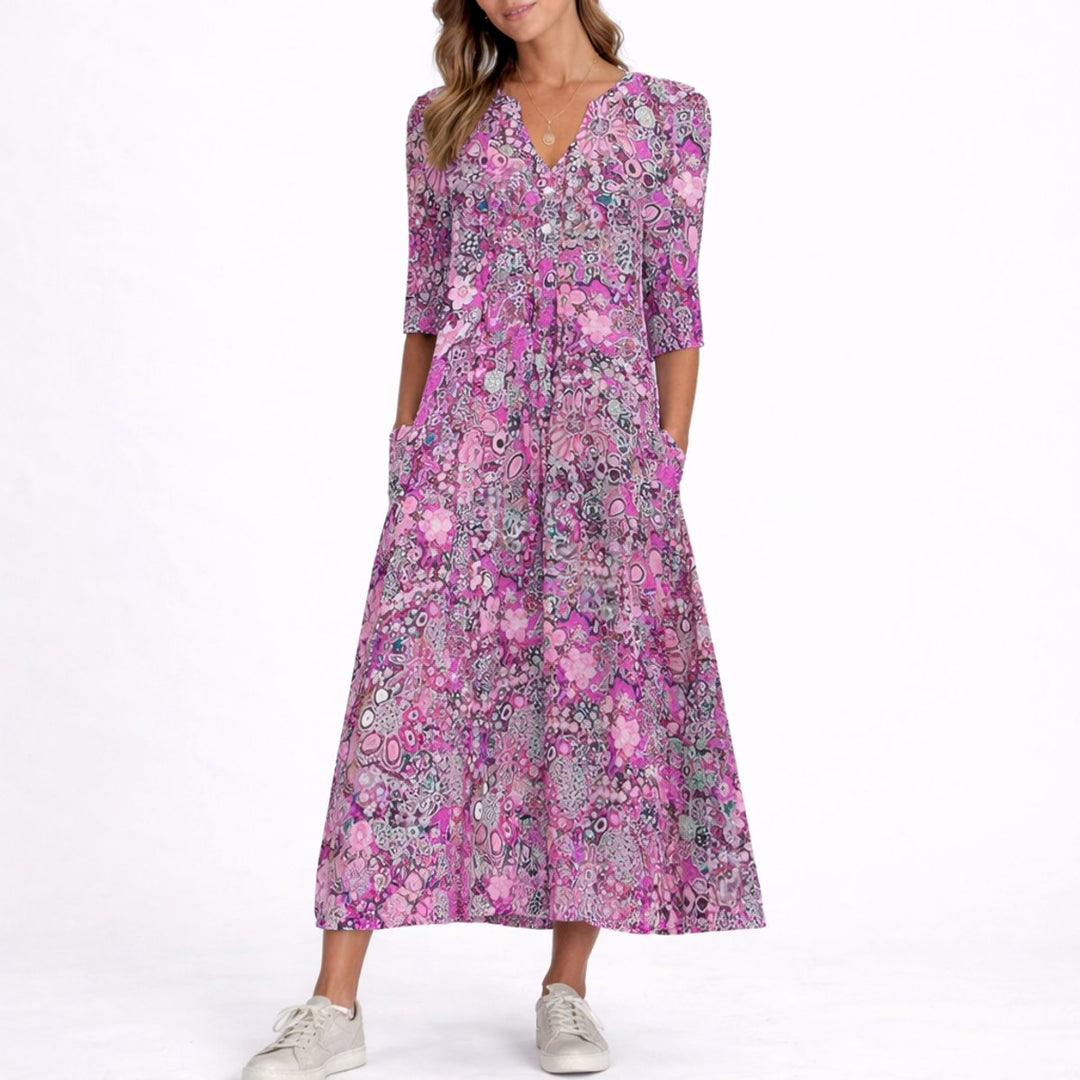 Clara | Klassisches florales Midikleid für Herbsthochzeiten