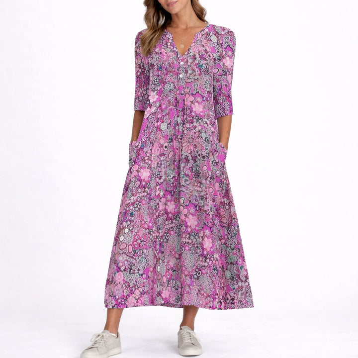 Clara | Klassisches florales Midikleid für Herbsthochzeiten
