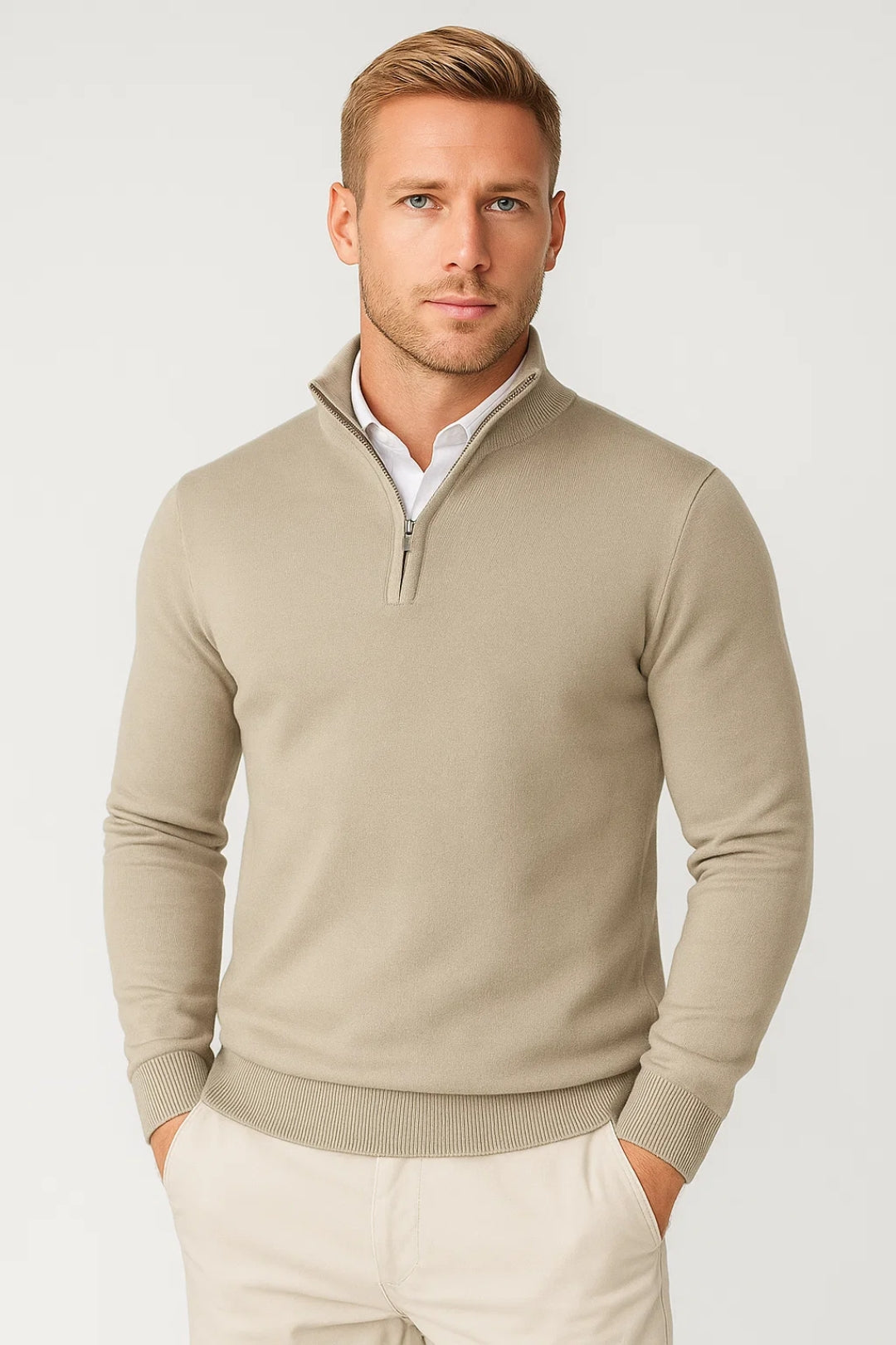 Nathan | Classic Half Zip High Neck Sweater