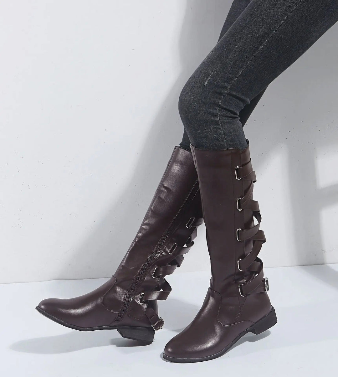 Karla | Elegant Buckle Accent Knee High Boots